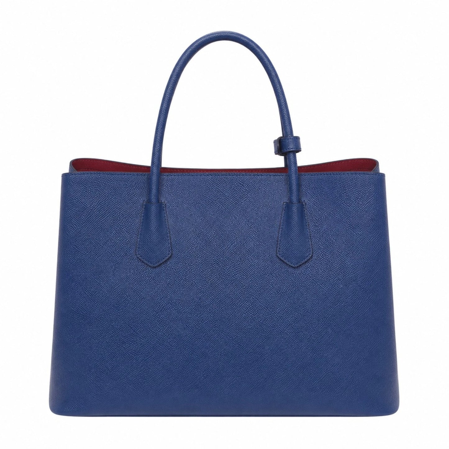 Blue Leather Shoulder Tote Handbag