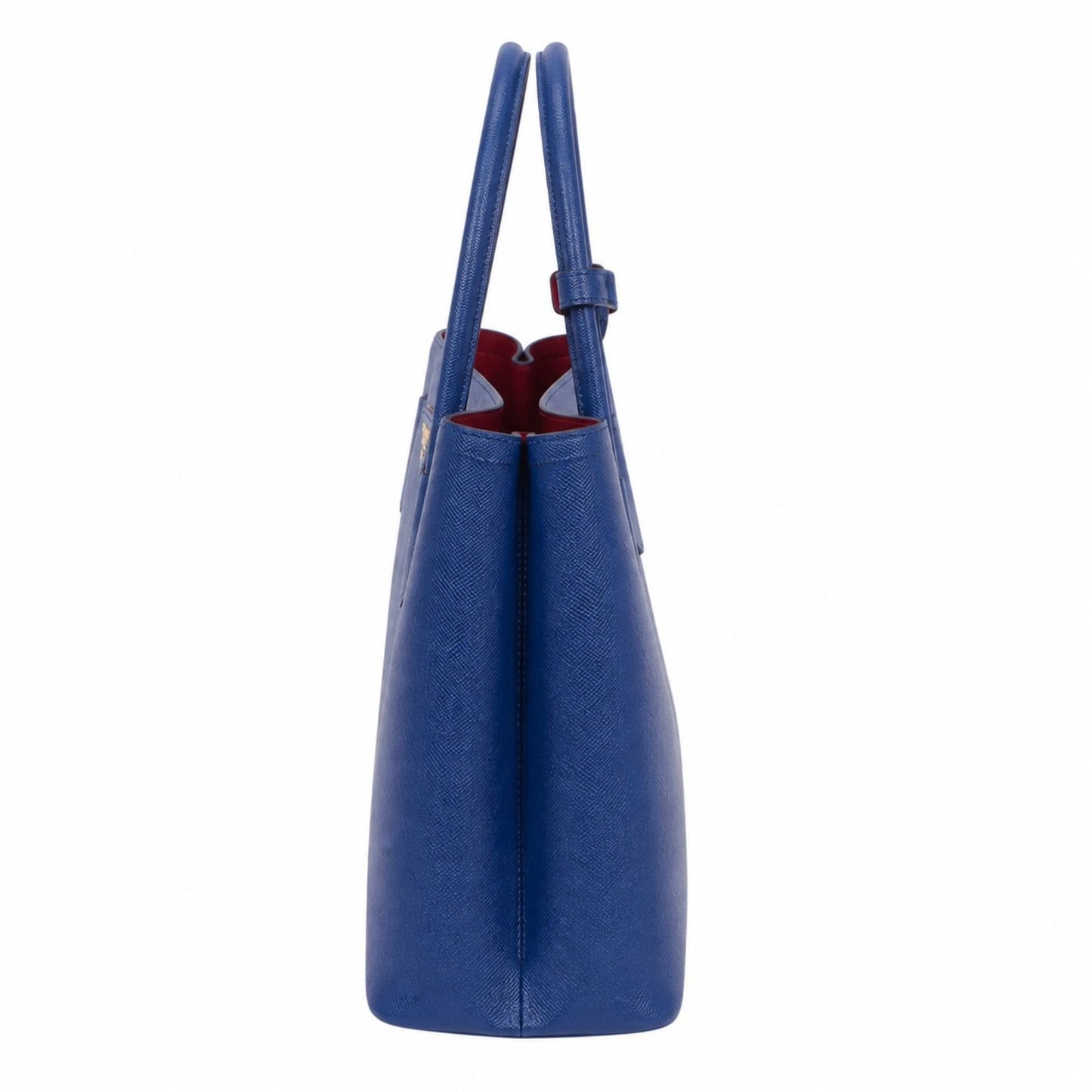 Blue Leather Shoulder Tote Handbag