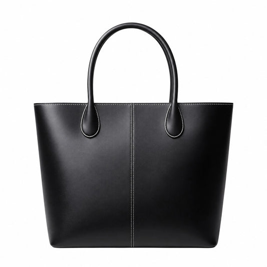Women's Black Leather Tote Handbag